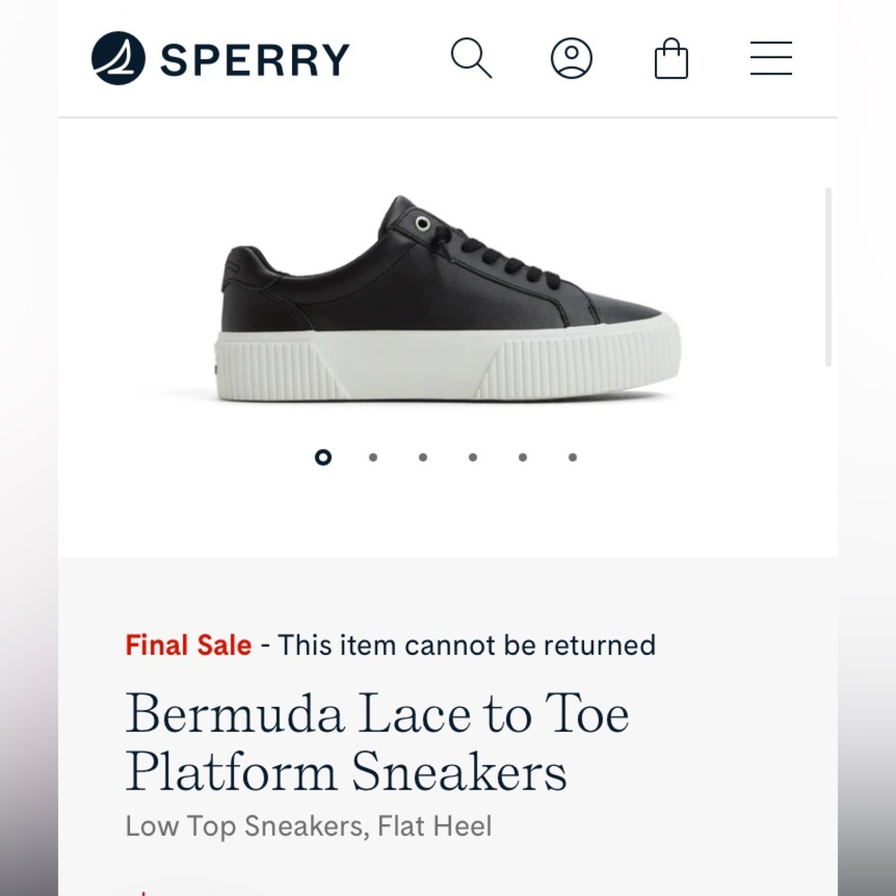 Sperry Black and White Bermuda Lace to Toe Platform Sneakers